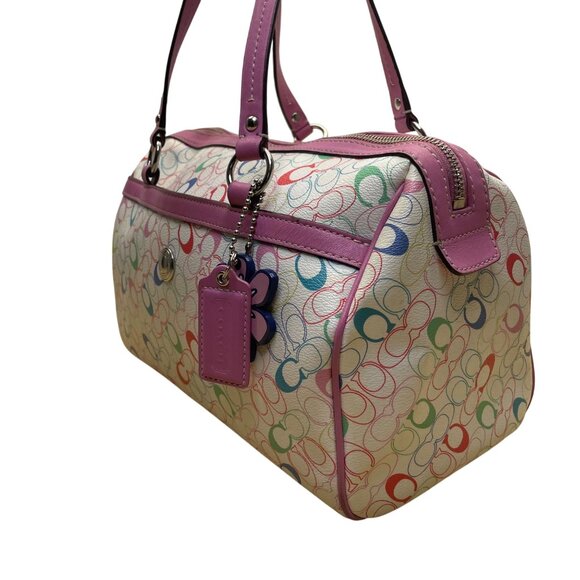 Coach Signature Tote with Pink and Multicolor Design - Picture 3 of 15